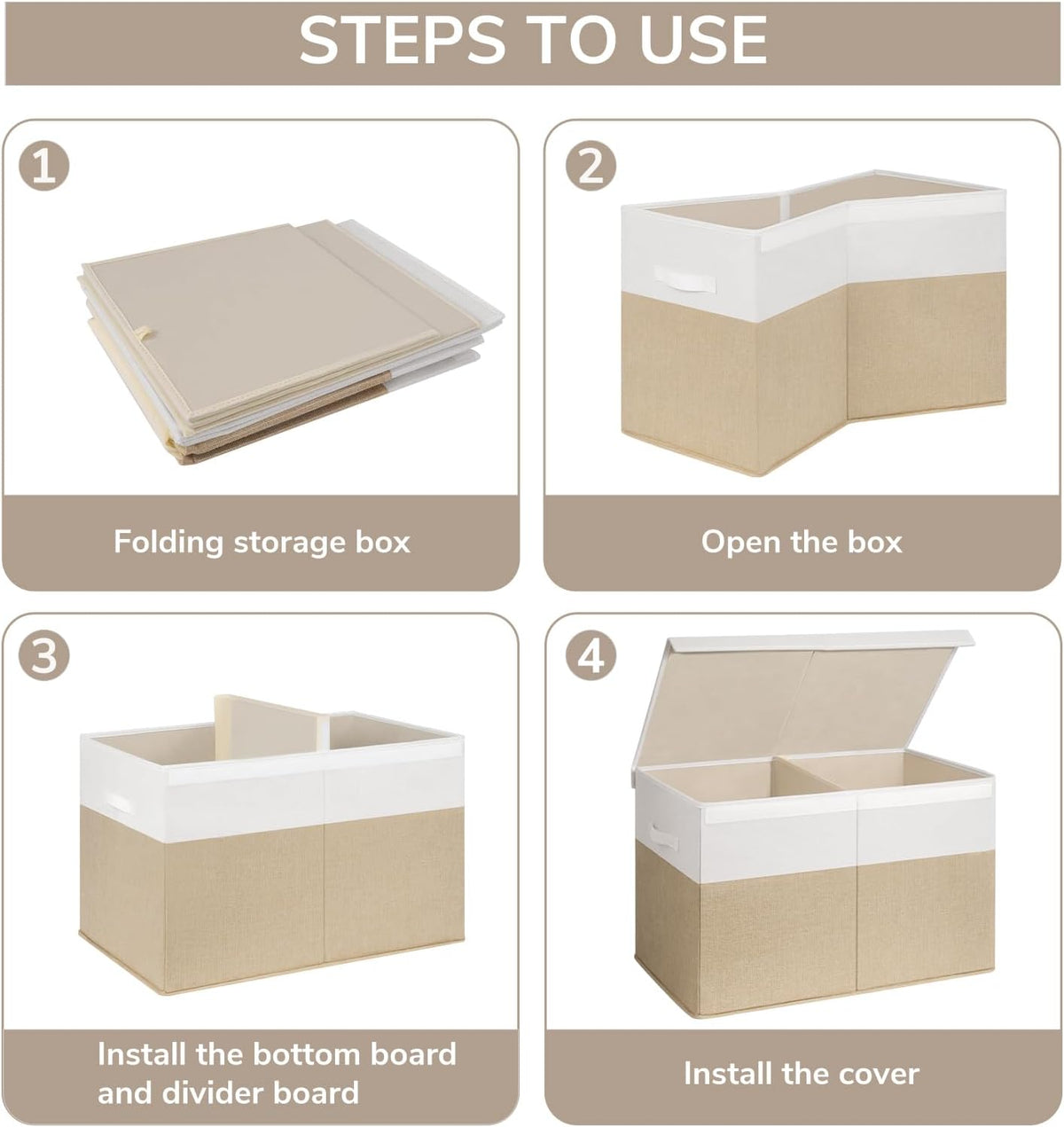 85L Large Toy Storage Box with Lid & Dividers, Grey & White