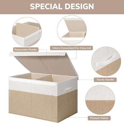 85L Large Toy Storage Box with Lid & Dividers, Grey & White