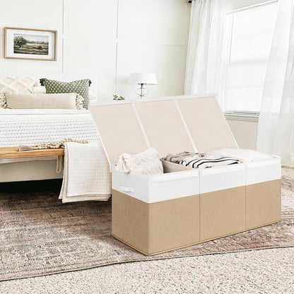 85L Large Toy Storage Box with Lid & Dividers, Grey & White