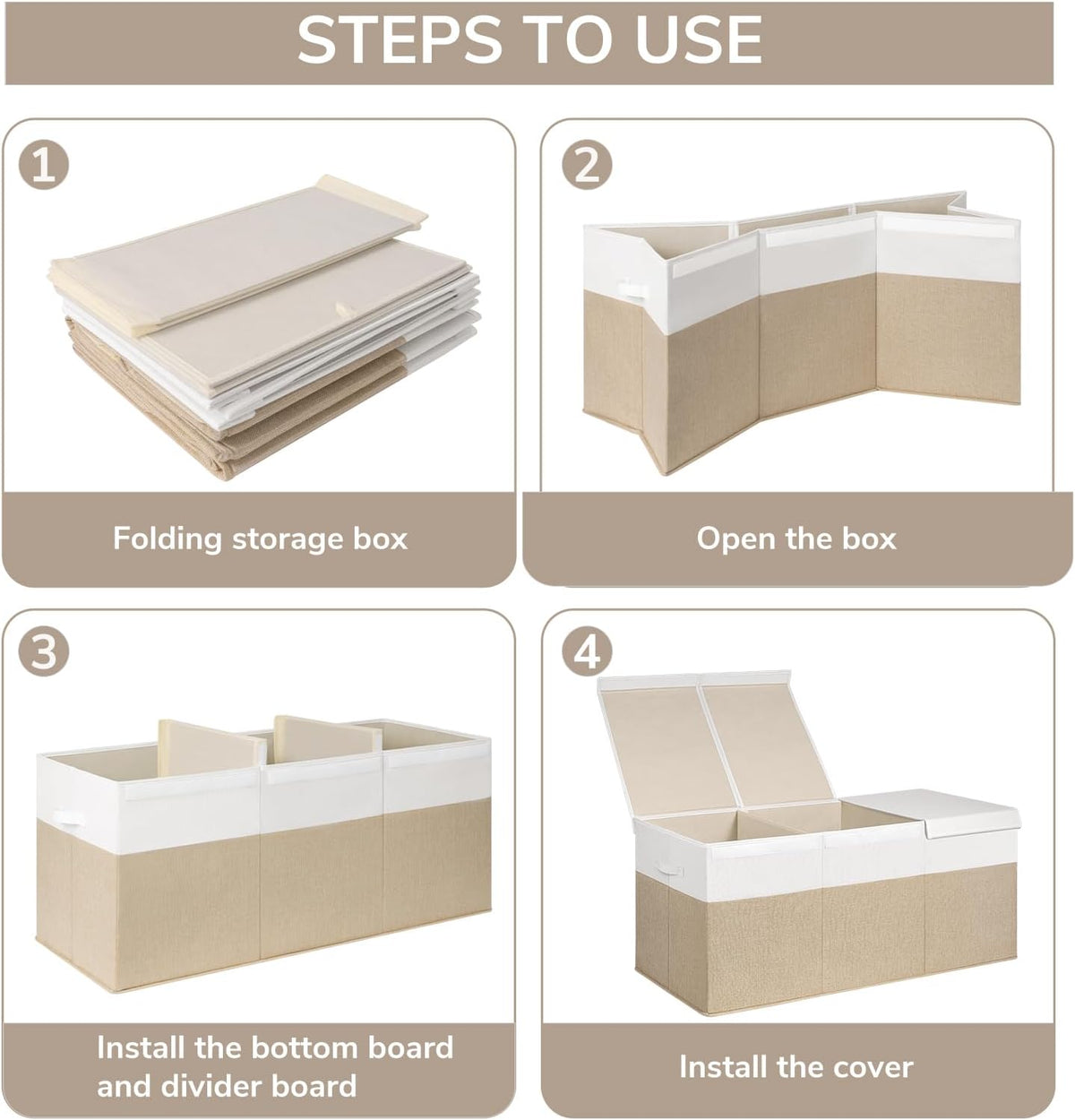 85L Large Toy Storage Box with Lid & Dividers, Grey & White