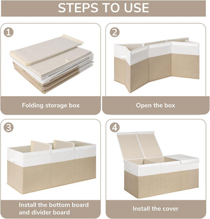 85L Large Toy Storage Box with Lid & Dividers, Grey & White