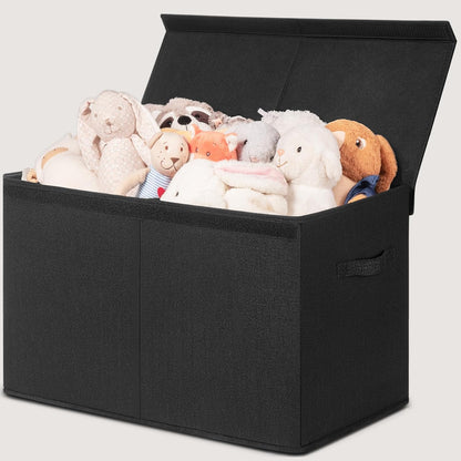 85L Large Toy Storage Box with Lid & Dividers, Grey & White