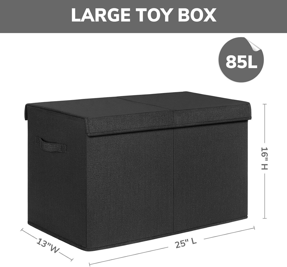 85L Large Toy Storage Box with Lid & Dividers, Grey & White