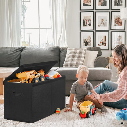 85L Large Toy Storage Box with Lid & Dividers, Grey & White