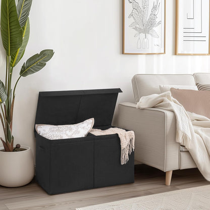 85L Large Toy Storage Box with Lid & Dividers, Grey & White