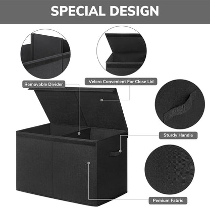 85L Large Toy Storage Box with Lid & Dividers, Grey & White