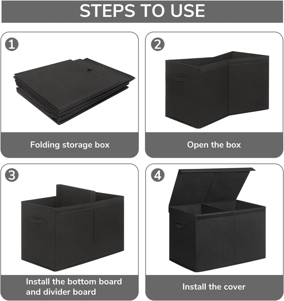85L Large Toy Storage Box with Lid & Dividers, Grey & White