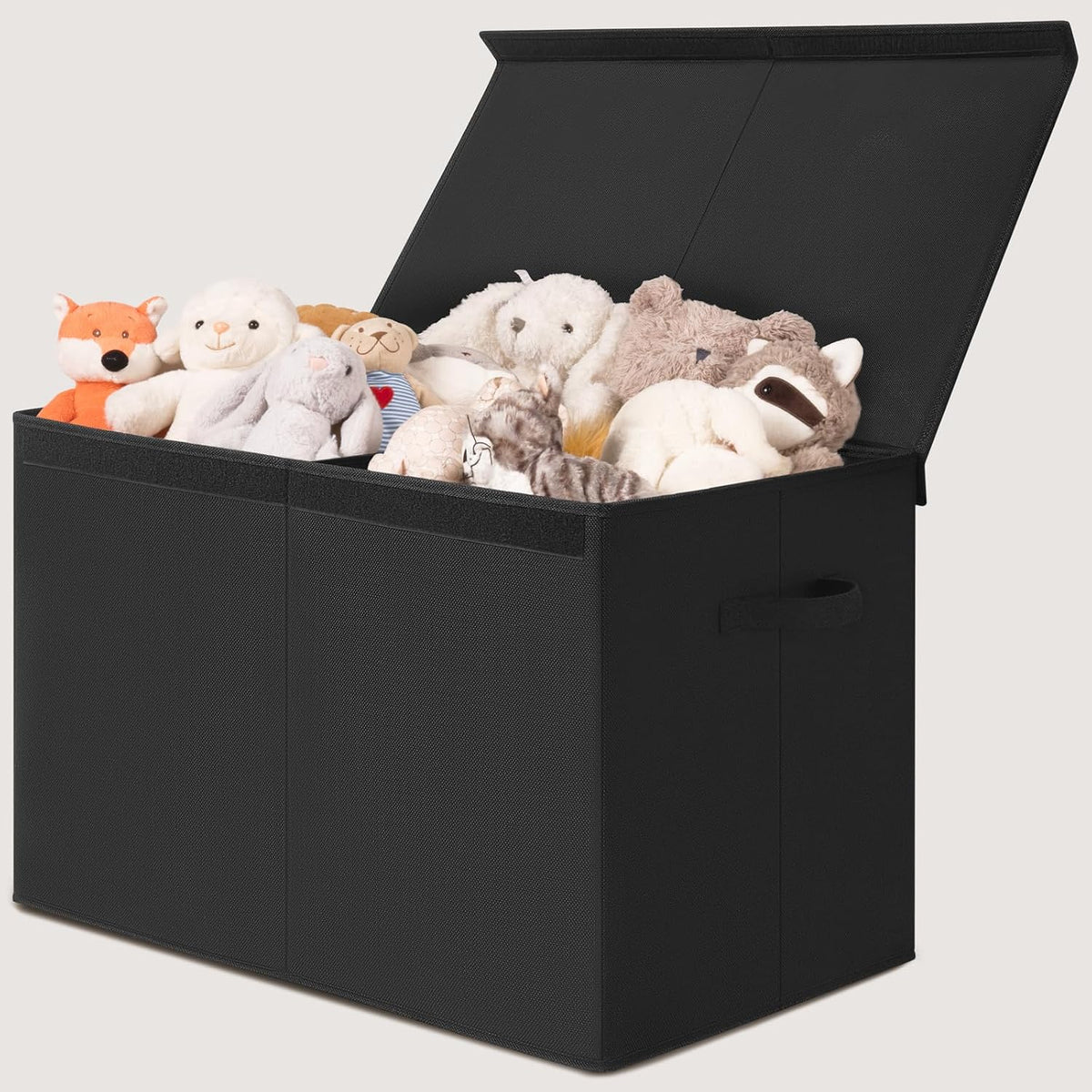 85L Large Toy Storage Box with Lid & Dividers, Grey & White