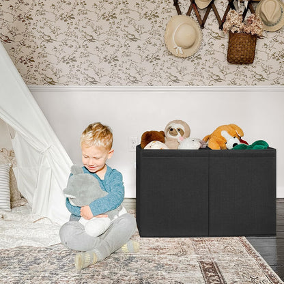 85L Large Toy Storage Box with Lid & Dividers, Grey & White