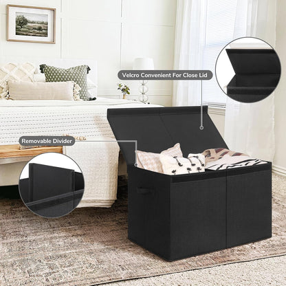 85L Large Toy Storage Box with Lid & Dividers, Grey & White