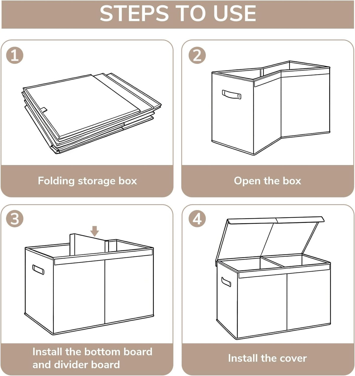 85L Large Toy Storage Box with Lid & Dividers, Grey & White