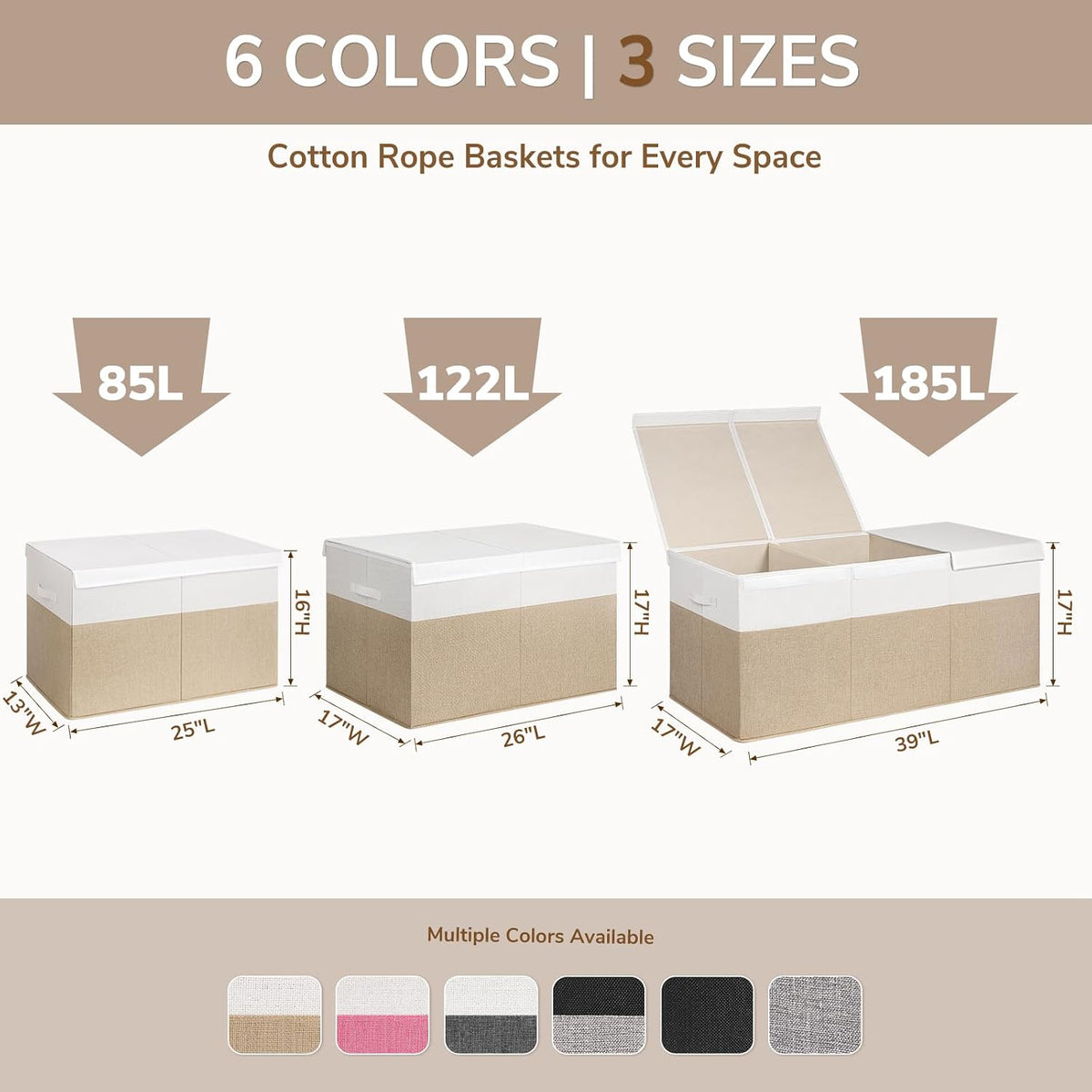 85L Large Toy Storage Box with Lid & Dividers, Grey & White