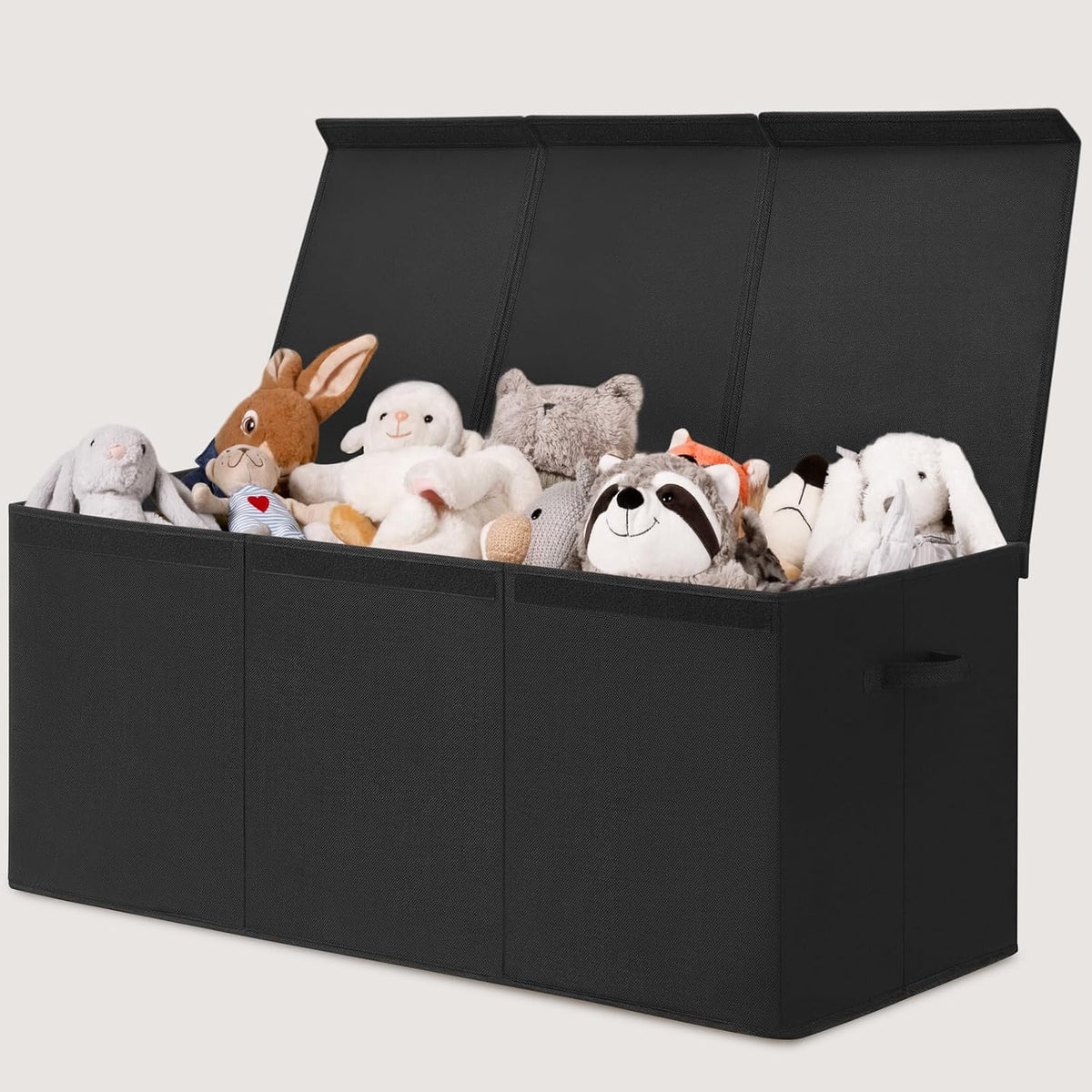 85L Large Toy Storage Box with Lid & Dividers, Grey & White