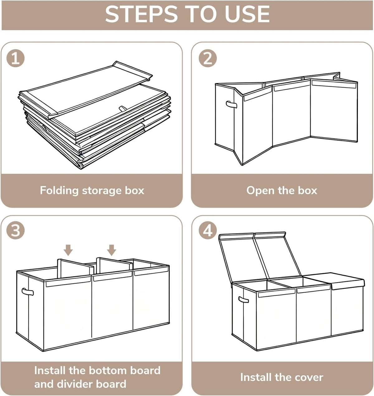 85L Large Toy Storage Box with Lid & Dividers, Grey & White