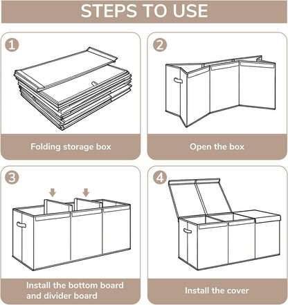 85L Large Toy Storage Box with Lid & Dividers, Grey & White