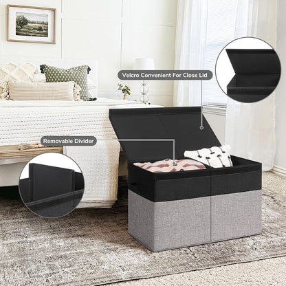 85L Large Toy Storage Box with Lid & Dividers, Grey & White