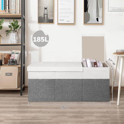 85L Large Toy Storage Box with Lid & Dividers, Grey & White