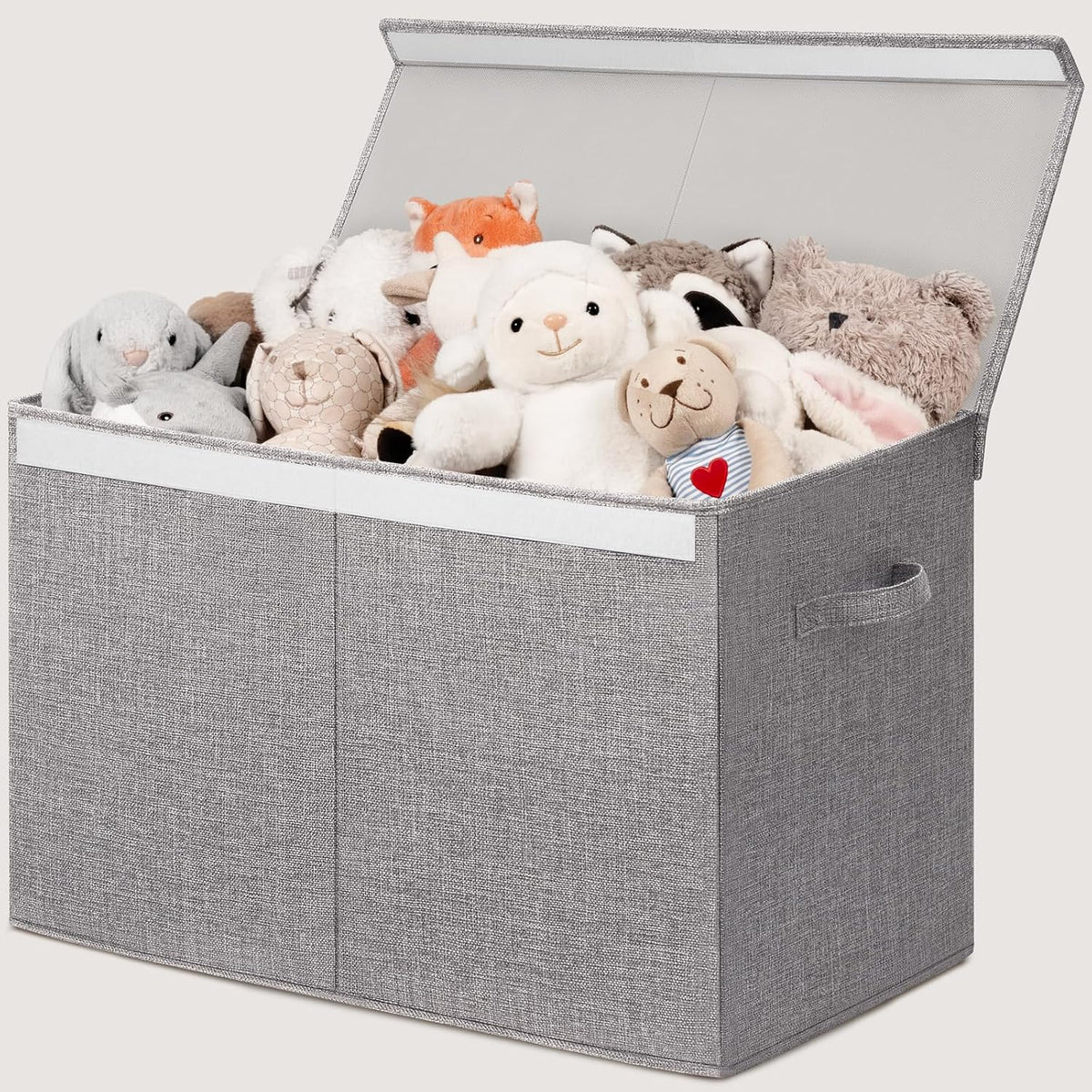 85L Large Toy Storage Box with Lid & Dividers, Grey & White