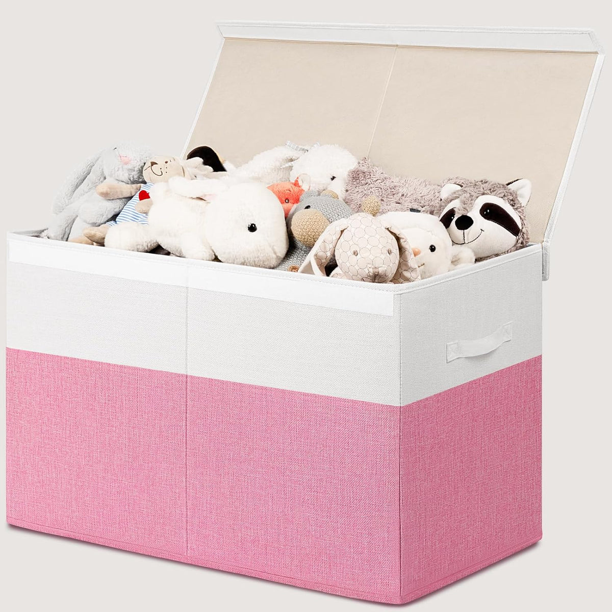 85L Large Toy Storage Box with Lid & Dividers, Grey & White