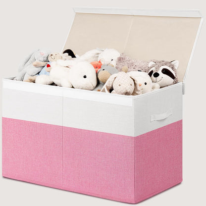 85L Large Toy Storage Box with Lid & Dividers, Grey & White
