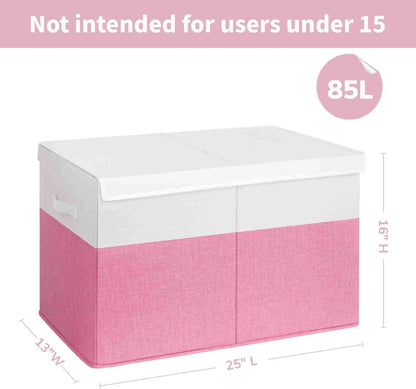 85L Large Toy Storage Box with Lid & Dividers, Grey & White
