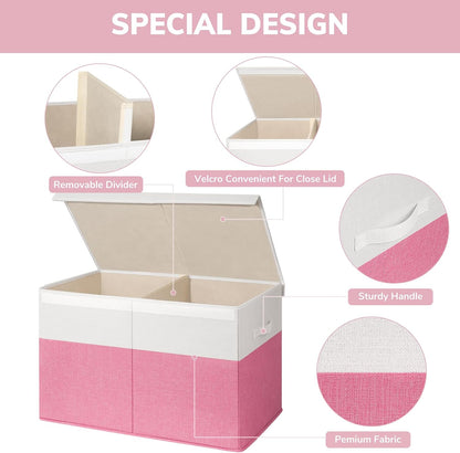 85L Large Toy Storage Box with Lid & Dividers, Grey & White