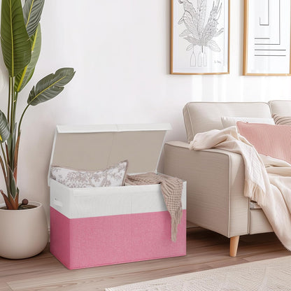85L Large Toy Storage Box with Lid & Dividers, Grey & White