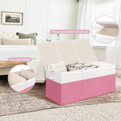 85L Large Toy Storage Box with Lid & Dividers, Grey & White