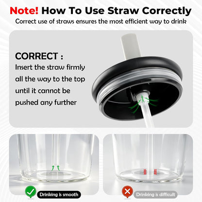 40oz Glass Tumbler with Straw and Lid, Glass Cup with Silicone Sleeve | Leakproof Lid, Fits Car Cup Holder Glass for Iced Coffee, Water, Cold Drinks, Travel, Outdoor, Partys&Home