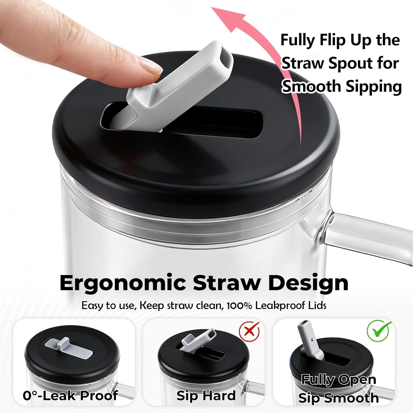 40oz Glass Tumbler with Straw and Lid, Glass Cup with Silicone Sleeve | Leakproof Lid, Fits Car Cup Holder Glass for Iced Coffee, Water, Cold Drinks, Travel, Outdoor, Partys&Home
