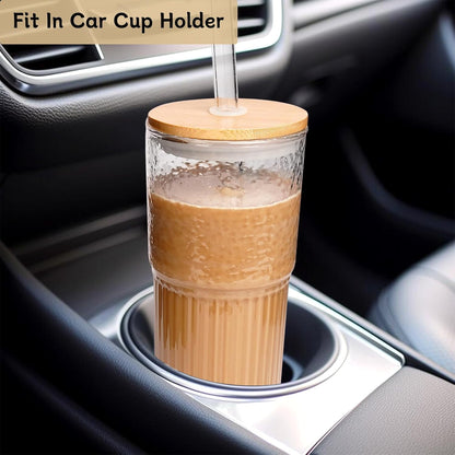 40oz Glass Tumbler with Straw and Lid, Glass Cup with Silicone Sleeve | Leakproof Lid, Fits Car Cup Holder Glass for Iced Coffee, Water, Cold Drinks, Travel, Outdoor, Partys&Home