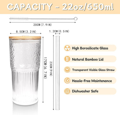40oz Glass Tumbler with Straw and Lid, Glass Cup with Silicone Sleeve | Leakproof Lid, Fits Car Cup Holder Glass for Iced Coffee, Water, Cold Drinks, Travel, Outdoor, Partys&Home