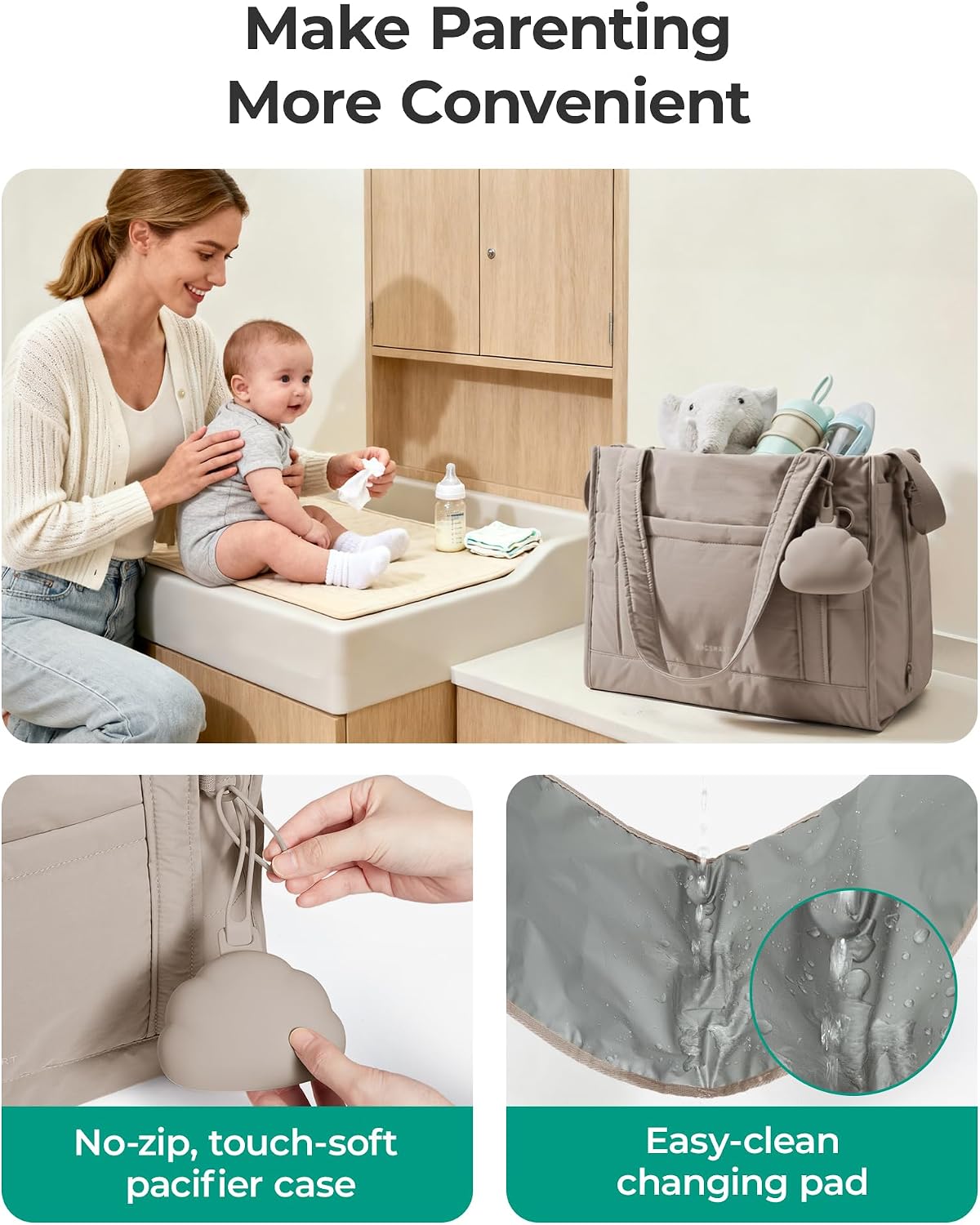 Diaper Bag Tote Puffer Baby Bag Lightweight for Travel, Work