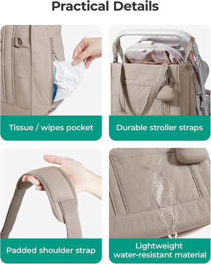 Diaper Bag Tote Puffer Baby Bag Lightweight for Travel, Work