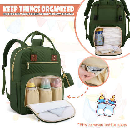 Diaper Bag Backpack, Baby Diaper Bag with Changing Pad Light Pink