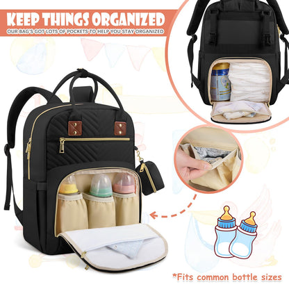Diaper Bag Backpack, Baby Diaper Bag with Changing Pad Light Pink