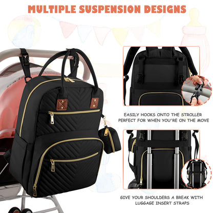 Diaper Bag Backpack, Baby Diaper Bag with Changing Pad Light Pink