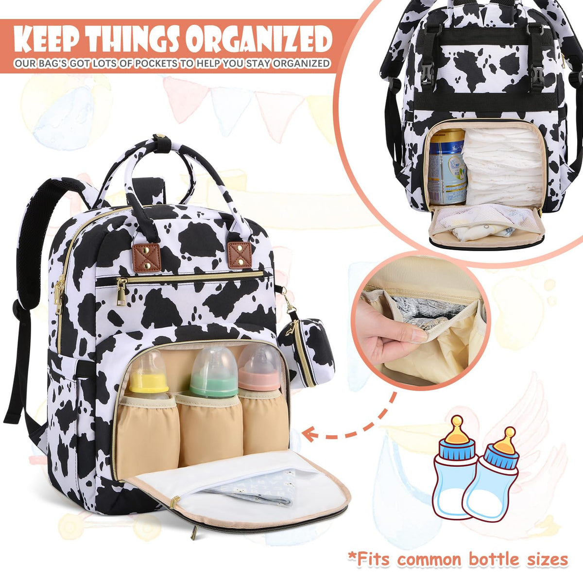 Diaper Bag Backpack, Baby Diaper Bag with Changing Pad Light Pink