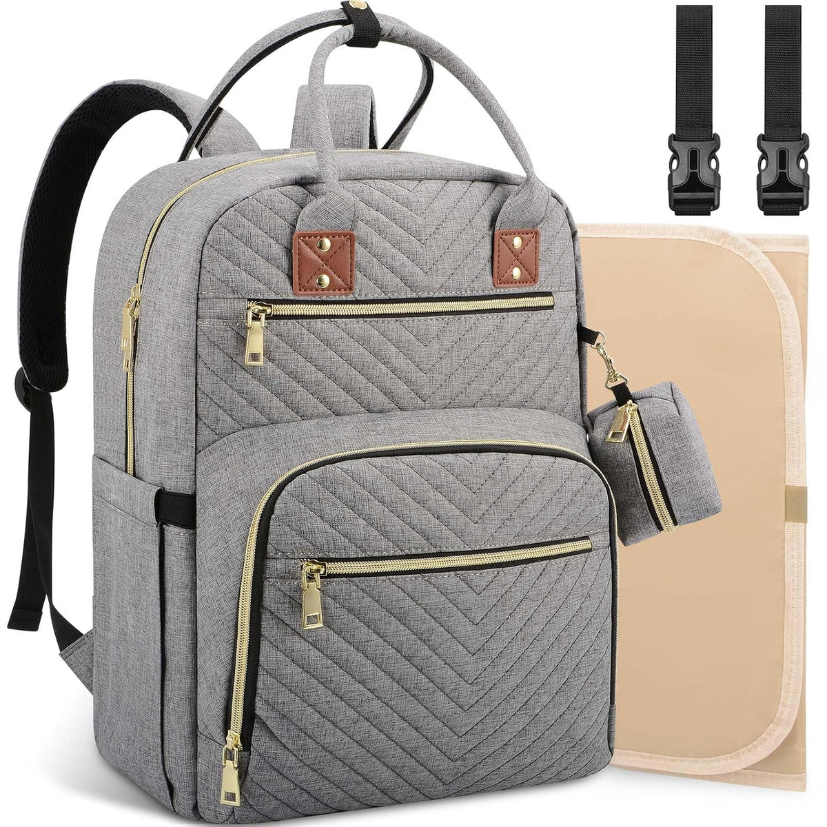 Diaper Bag Backpack, Baby Diaper Bag with Changing Pad Light Pink