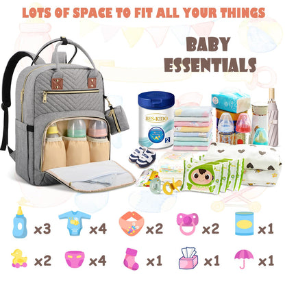 Diaper Bag Backpack, Baby Diaper Bag with Changing Pad Light Pink