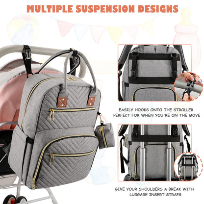 Diaper Bag Backpack, Baby Diaper Bag with Changing Pad Light Pink
