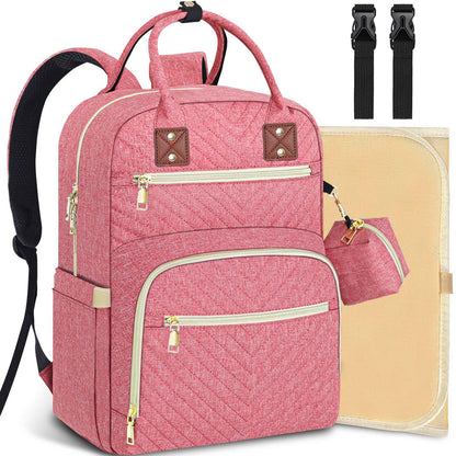 Diaper Bag Backpack, Baby Diaper Bag with Changing Pad Light Pink
