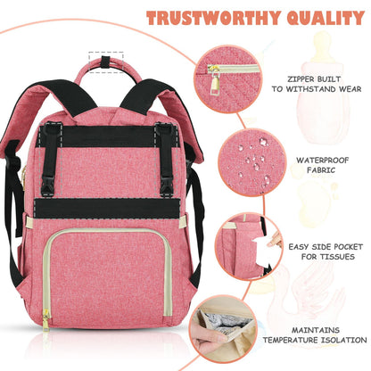 Diaper Bag Backpack, Baby Diaper Bag with Changing Pad Light Pink