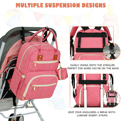 Diaper Bag Backpack, Baby Diaper Bag with Changing Pad Light Pink