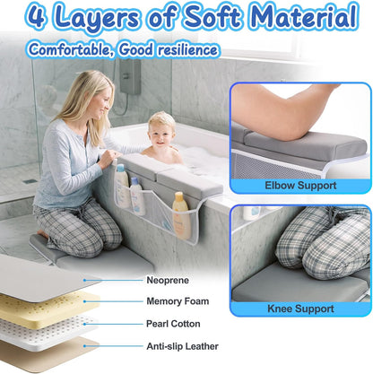 Baby Bath Kneeler and Elbow Rest Pad Set, Bath Kneeling Pad