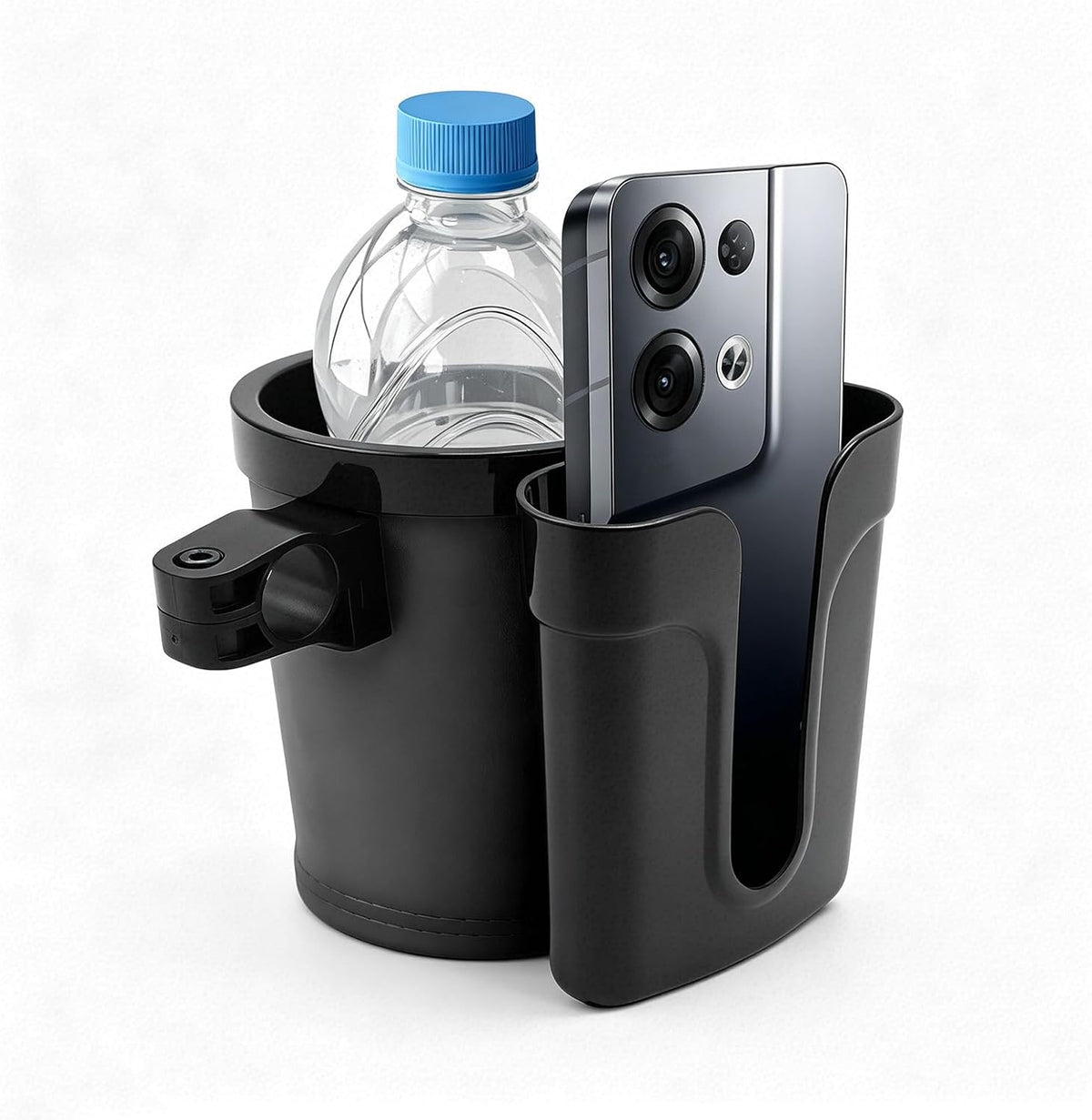 Bike Cup Holder, Motorbike Handlebar Drink Bottle Cage with Cell Phone & Key Holders, Universal Water Bottle Cage Beverage Holder for Most Motorcycles Scooters Bikes (Black)