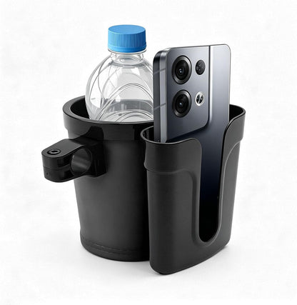 Bike Cup Holder, Motorbike Handlebar Drink Bottle Cage with Cell Phone & Key Holders, Universal Water Bottle Cage Beverage Holder for Most Motorcycles Scooters Bikes (Black)