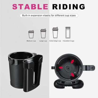 Bike Cup Holder, Motorbike Handlebar Drink Bottle Cage with Cell Phone & Key Holders, Universal Water Bottle Cage Beverage Holder for Most Motorcycles Scooters Bikes (Black)