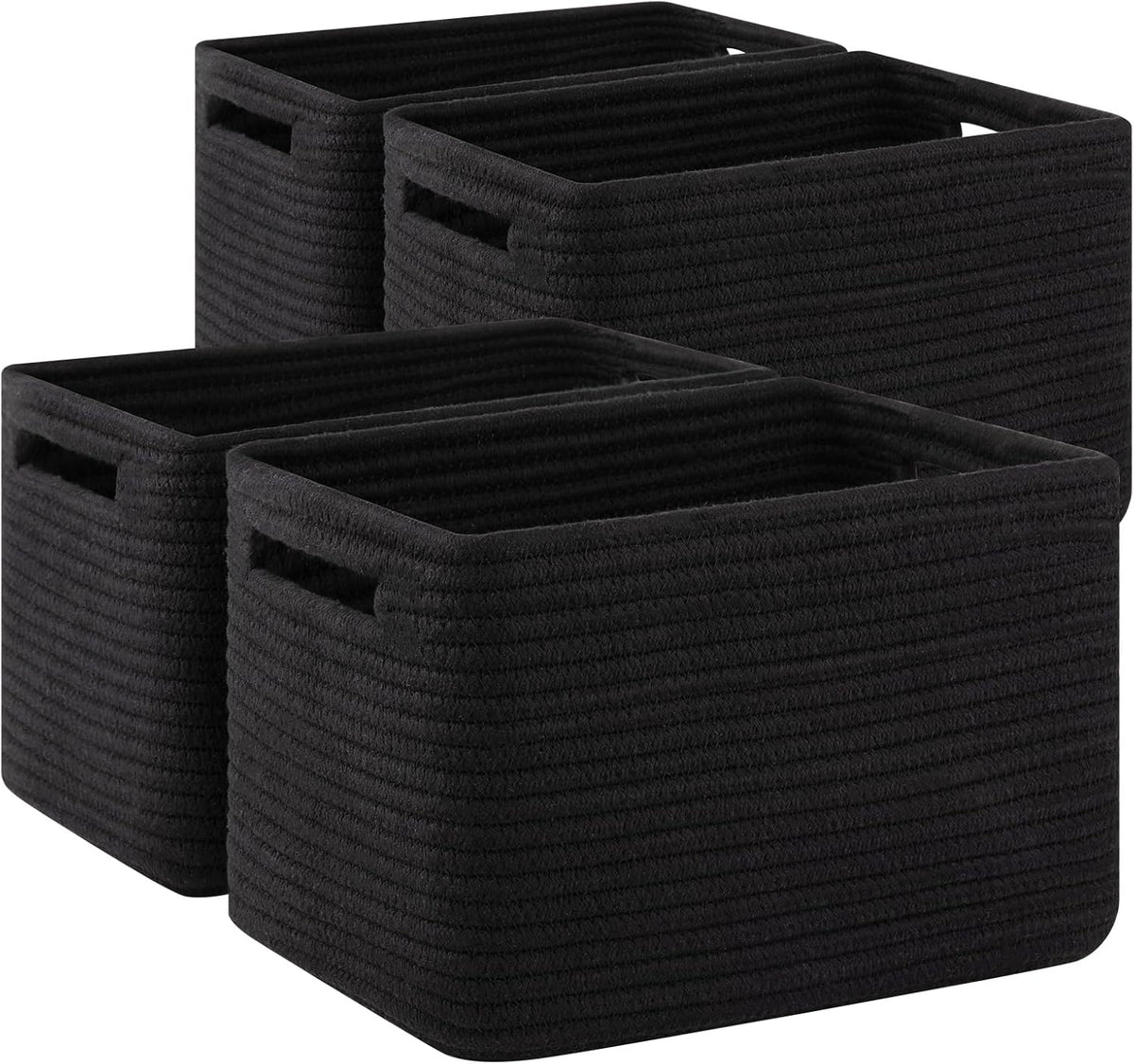 4 Pack Storage Baskets for Organizing Toys, Towels, and Clothes, Woven Basket for Shelves, Sturdy Nursery Cube Bins for Storage, 13''L x9''W x7.8''H, Purple
