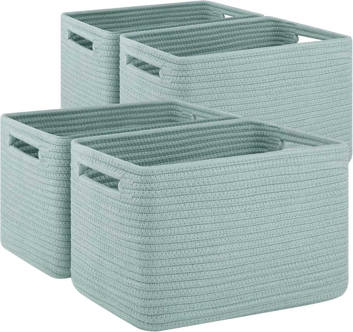 4 Pack Storage Baskets for Organizing Toys, Towels, and Clothes, Woven Basket for Shelves, Sturdy Nursery Cube Bins for Storage, 13''L x9''W x7.8''H, Purple